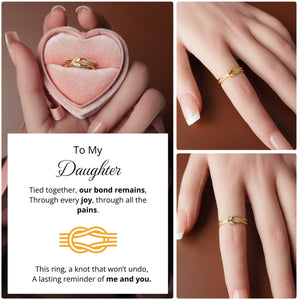 To My Daughter - Bound by Love Hand Knot Ring With Zirconia Stones