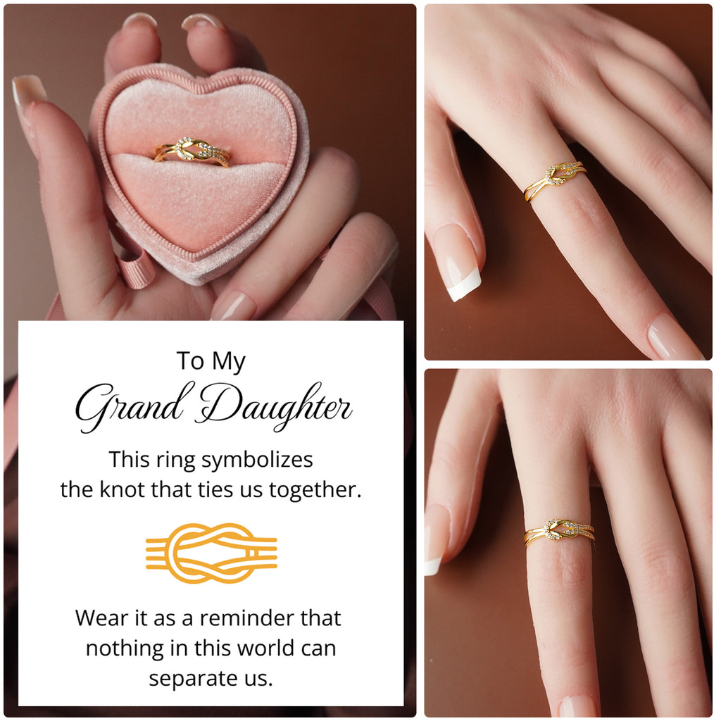 To My Grand Daughter - The Knot That Ties Us Together Ring With Zirconia Stones