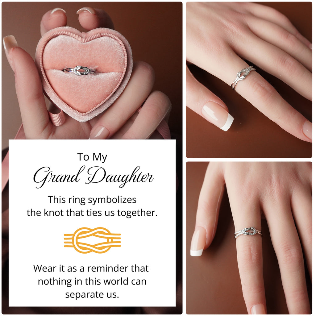 To My Grand Daughter - The Knot That Ties Us Together Ring With Zirconia Stones