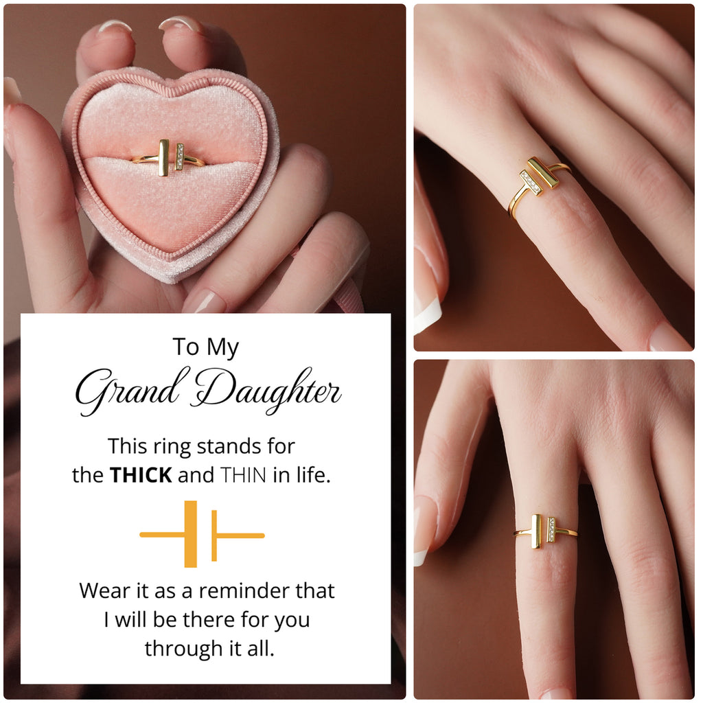 To My Grand Daughter - Through Thick and Thin Ring With Zirconia Stones