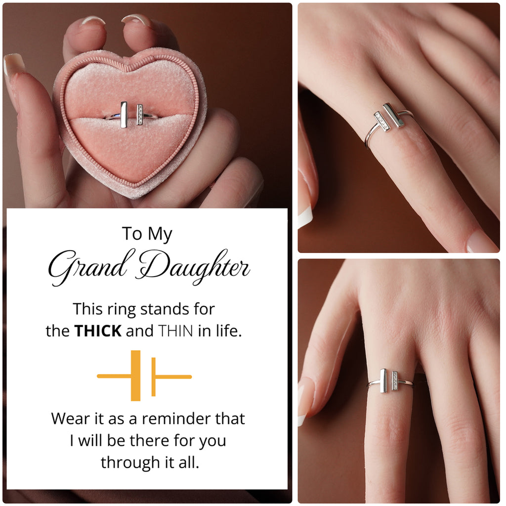 To My Grand Daughter - Through Thick and Thin Ring With Zirconia Stones