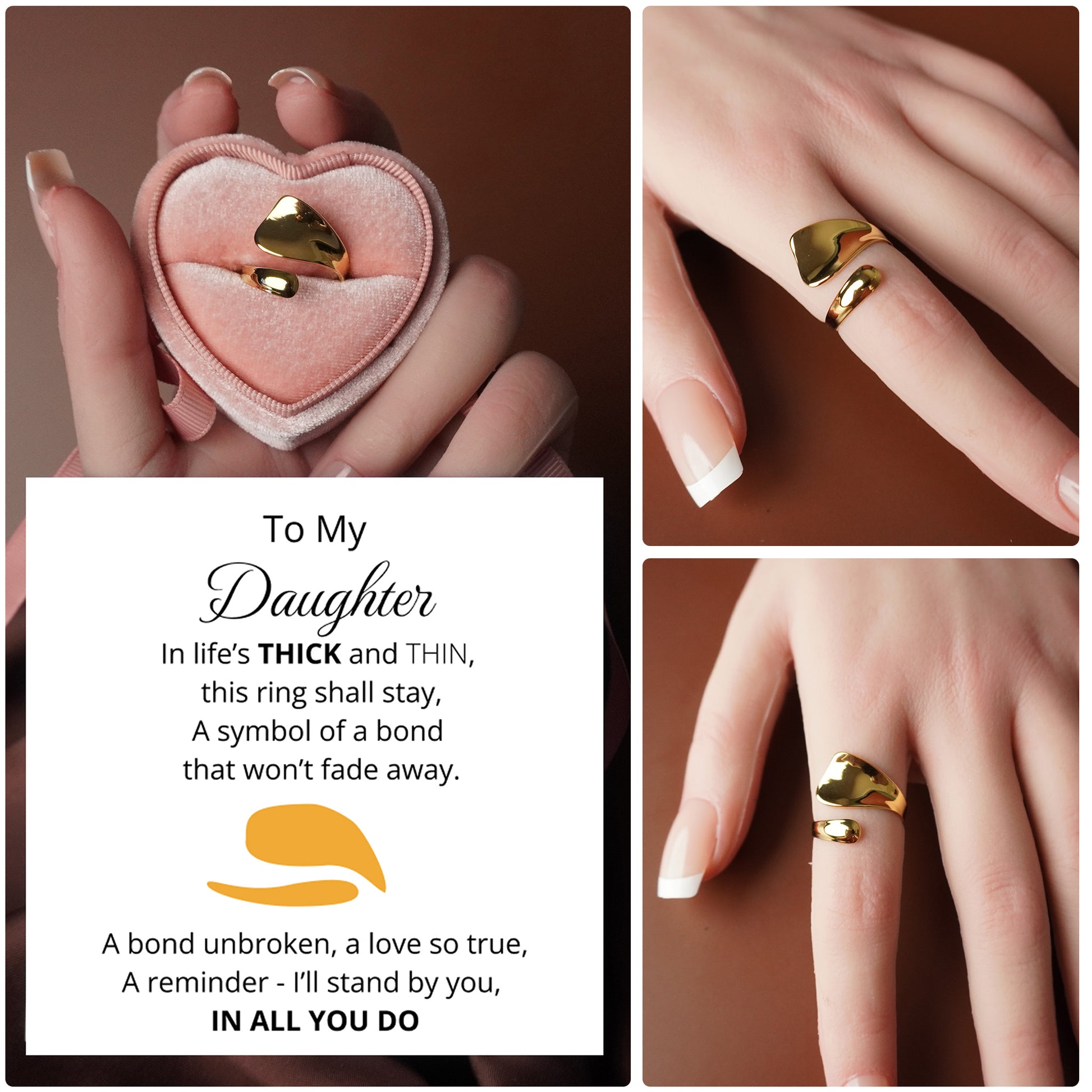 To My Daughter - Unbroken Bond - Through Thick and Thin Chunky Ring